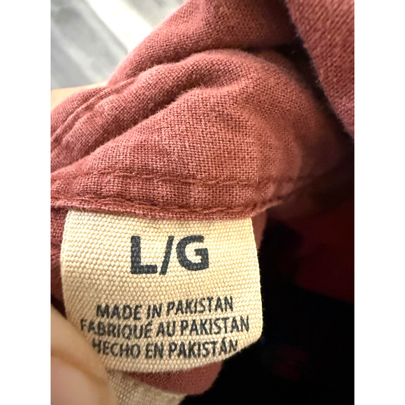 Red Head Shirt Mens Large Rust Red Button Up Long Sleeve Two Chest Pockets Field - Picture 5 of 8